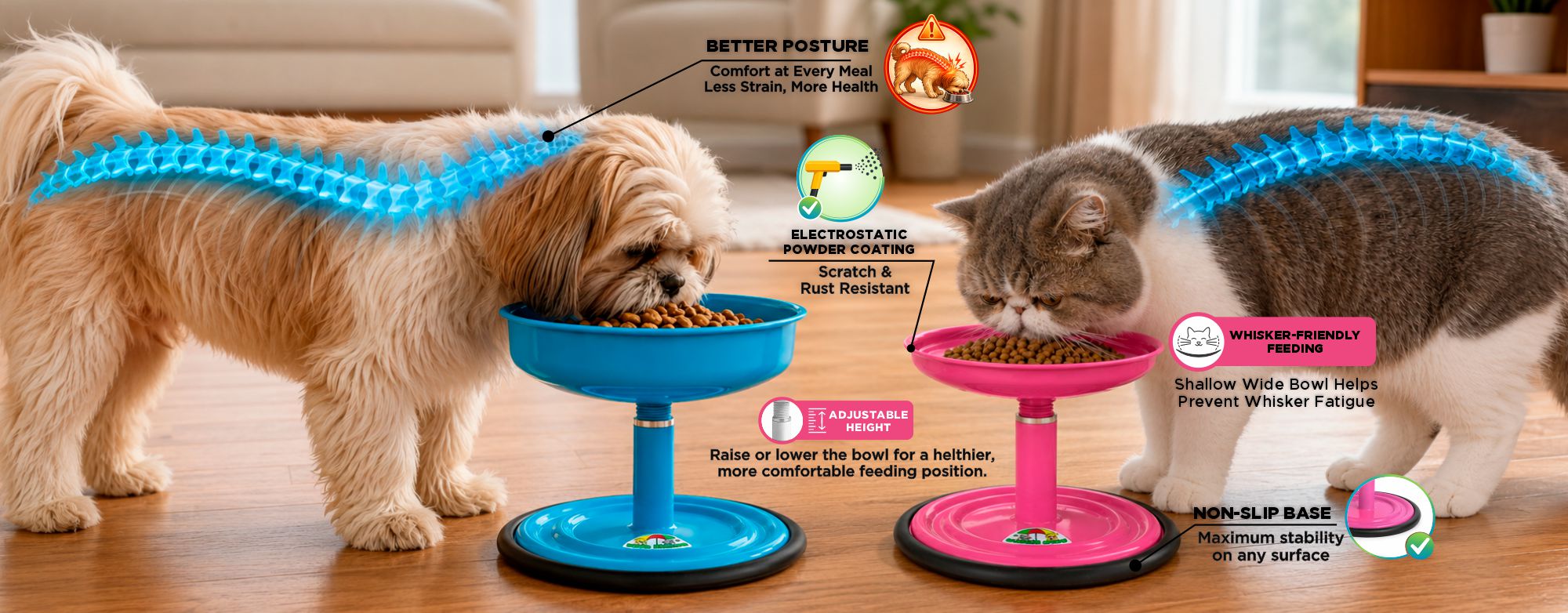 Vida Mansa Woof Woof and Meow Meow adjustable feeders
